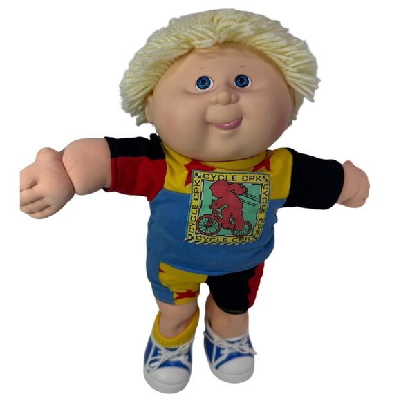 POSABLE Vintage 1990 Cabbage Patch Kids Hasbro Tongue Out Lemon Hair ORIG OUTFIT